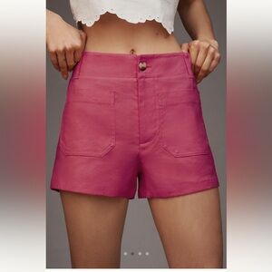 NWT Anthropologie The Colette Linen Blend Shorts by Maeve Sangria Sunset Sz 30